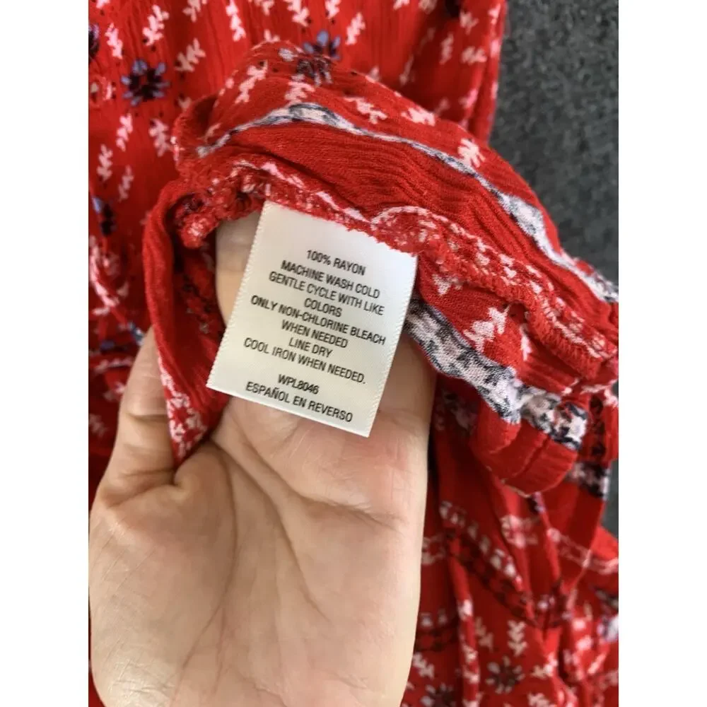 Style & Co. Top Shirt Blouse Sleeveless Boho Rayon Red Blue Size 2X